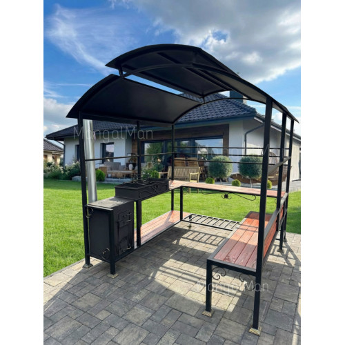 Мангал с крышей и печкой Лофт премиум