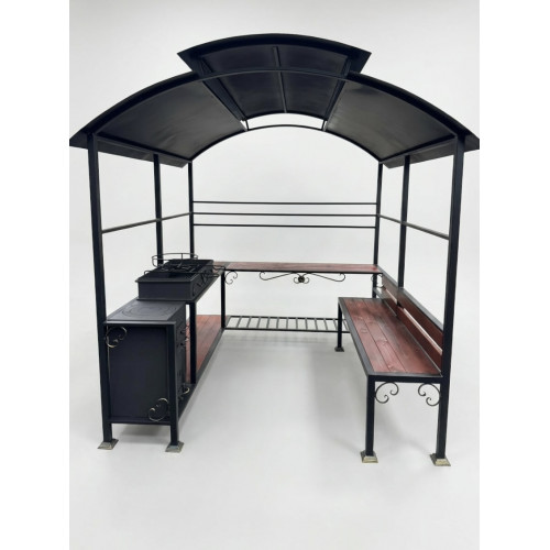 Мангал с крышей и печкой Лофт премиум