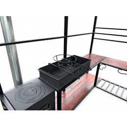 Мангал с крышей и печкой Лофт премиум