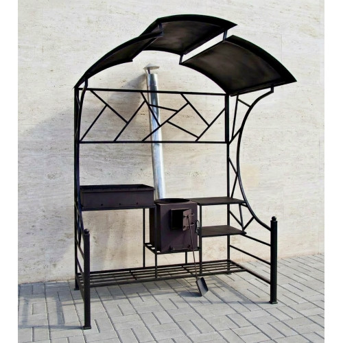 Мангал с крышей и печкой Авангард