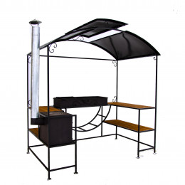 Мангал с крышей и печкой Медея лайт с дровницей