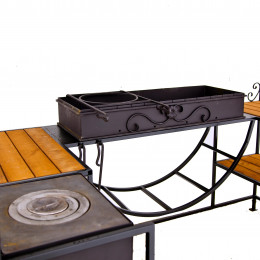 Мангал с крышей и печкой Медея лайт с дровницей