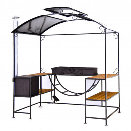 Мангал с крышей и печкой Медея лайт с дровницей