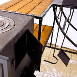 Мангал с крышей и печкой Медея лайт с дровницей