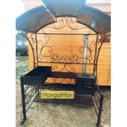 Мангал с крышей и печкой Угловой