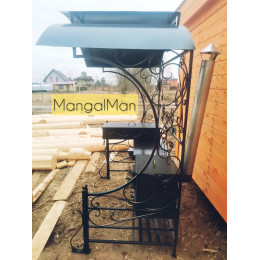 Мангал с крышей и печкой Угловой