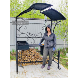 Мангал с крышей и печкой Угловой