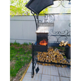 Мангал с крышей и печкой Угловой
