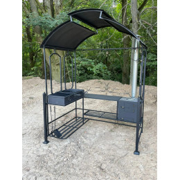 Мангал с крышей и печкой Угловой N3