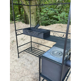 Мангал с крышей и печкой Угловой N4
