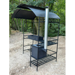 Мангал с крышей и печкой Угловой N4