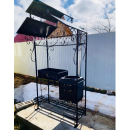 Мангал с крышей и печкой Усадьба Премиум