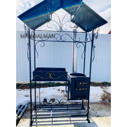 Мангал с крышей и печкой Усадьба Премиум