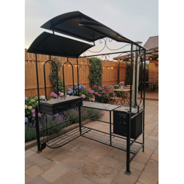 Мангал с крышей и печкой Угловой N3